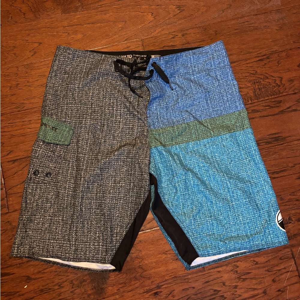Men's Blue and Gray Swim Shorts